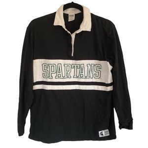 PINK VS | Michigan State MSU Spartans Long Sleeve Rugby Spellout Shirt